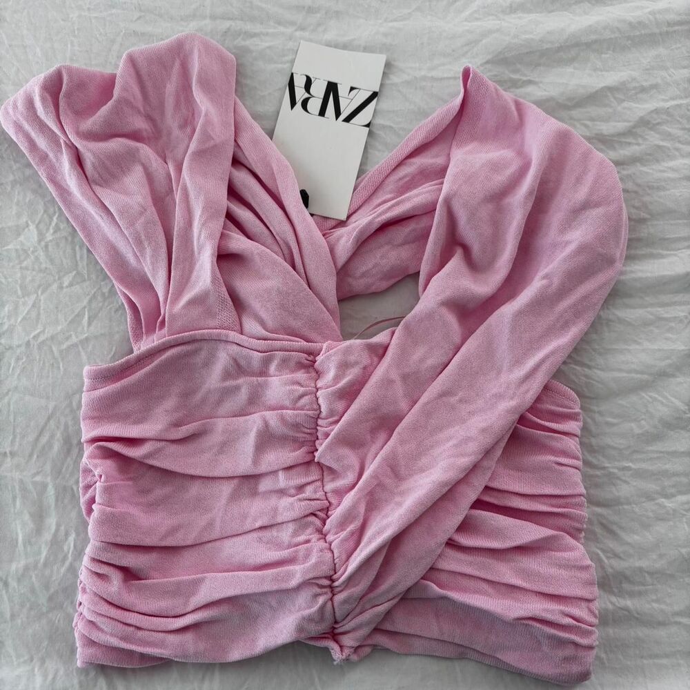 ZARA NWT Dressy Pink Ruffle Tank Women's Small Pink Office Work DinnerTop Blouse